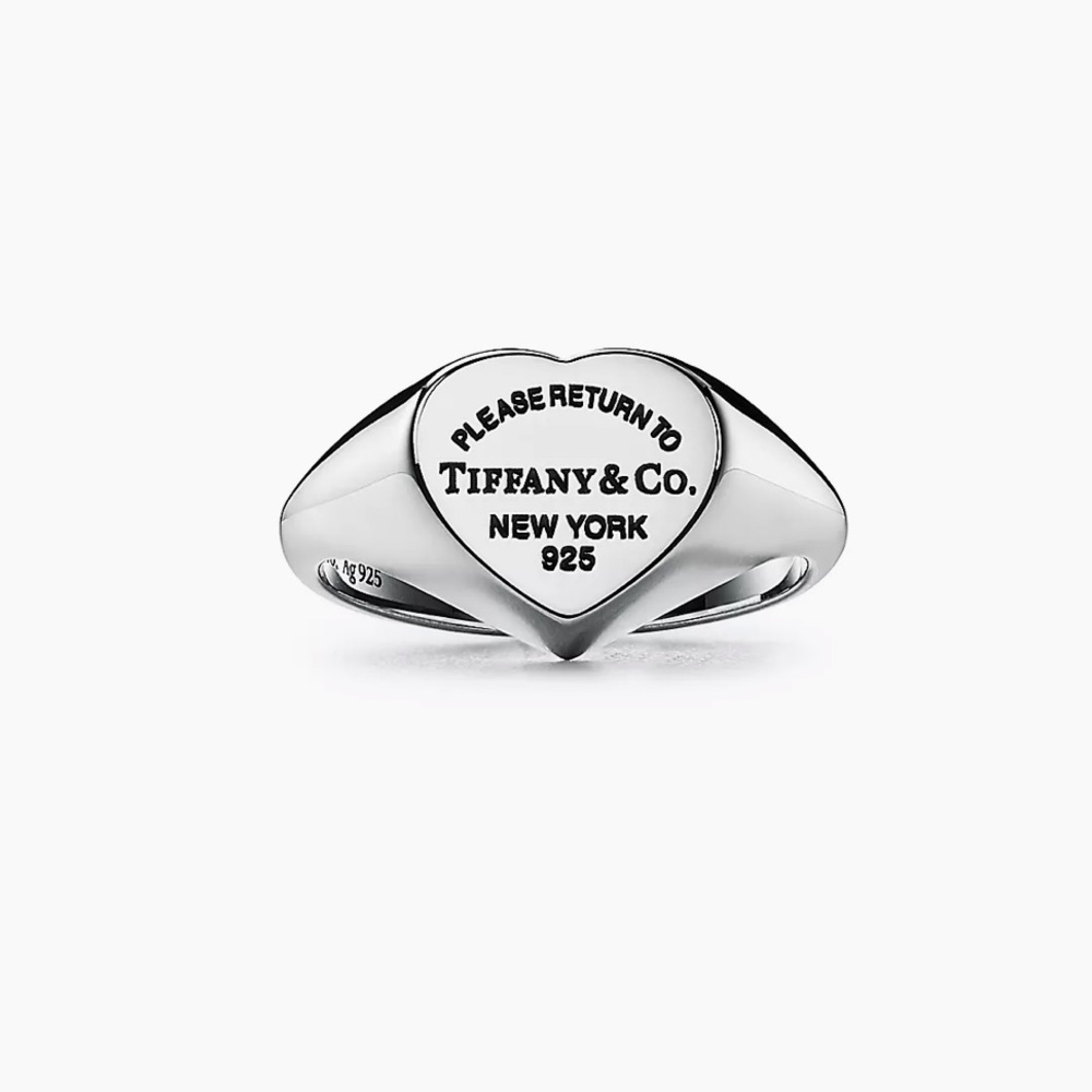 Return to Tiffany Heart Signet Ring in Silver Size 4.5